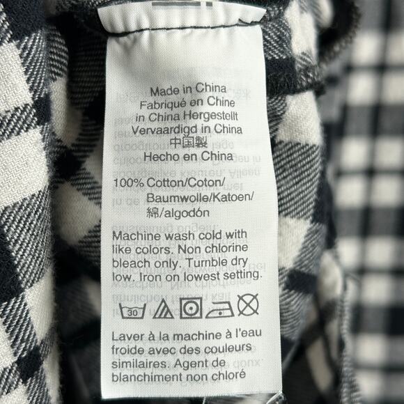 Madewell Womens Oversized Side Button Shirt Medium Flannel Plaid Black White - Picture 9 of 9